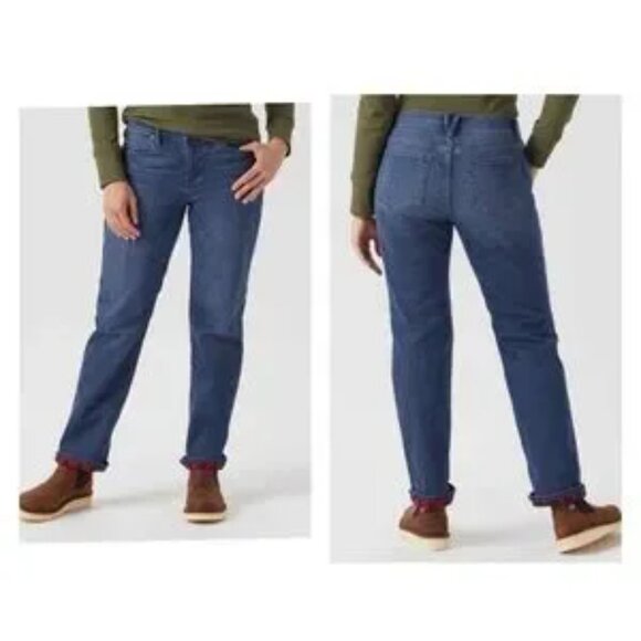 Duluth Trading Company Women's Denim Flannel Lined Straight Leg Jeans Size 18X29 - Picture 1 of 12